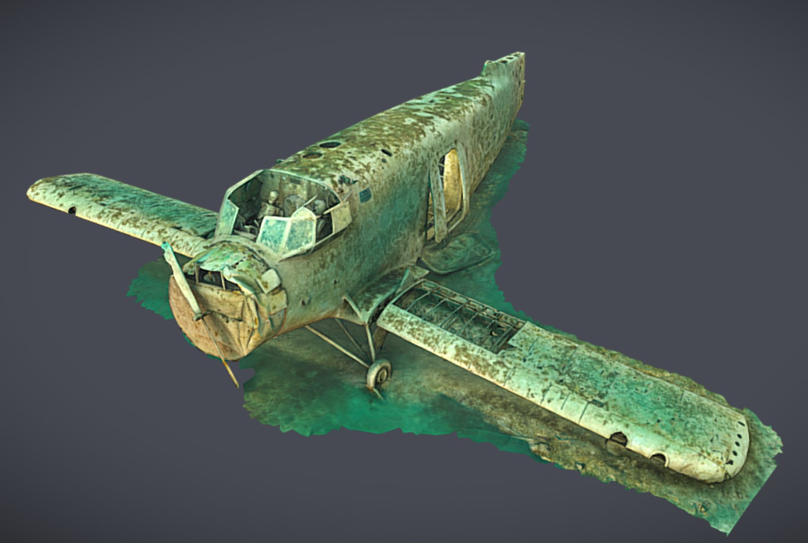 This wreck of AN2 plane, Poland. Model by Bartłomiej Pitala who completed our underwater photogrammetry on-line course.