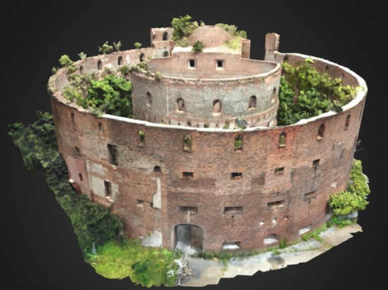 Baszta Montalemberta w Koźlu, Fort Fryderyka Wilhelma, model 3D, fotogrametria lądowa i lotnicza. Autor: Dariusz Borys.