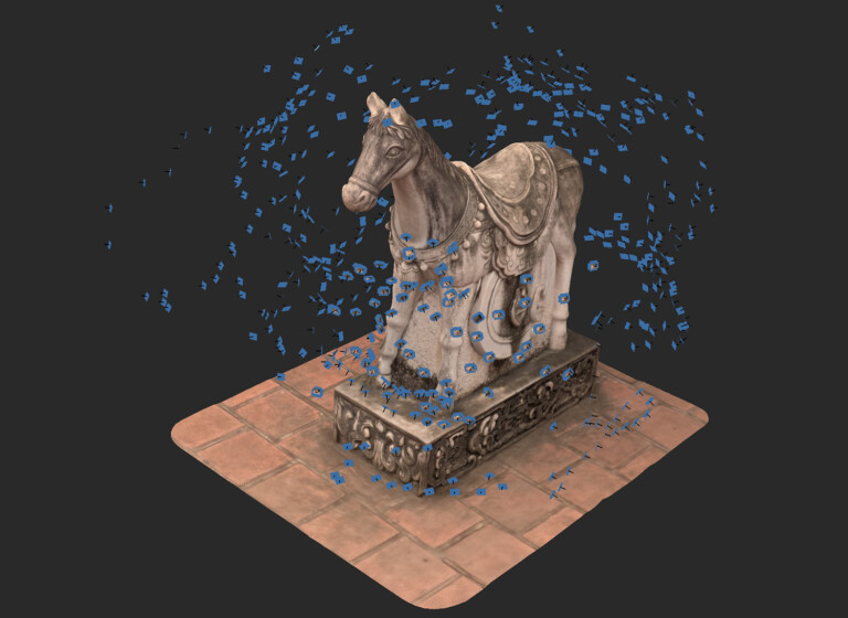 Kamienny Koń, Wietnam. fotogrametryczny model 3D wraz z lokalizacją kamer. Fotogrametia dla Archeologii oraz Cyfrowego Dziedzictwa Kulturowego.